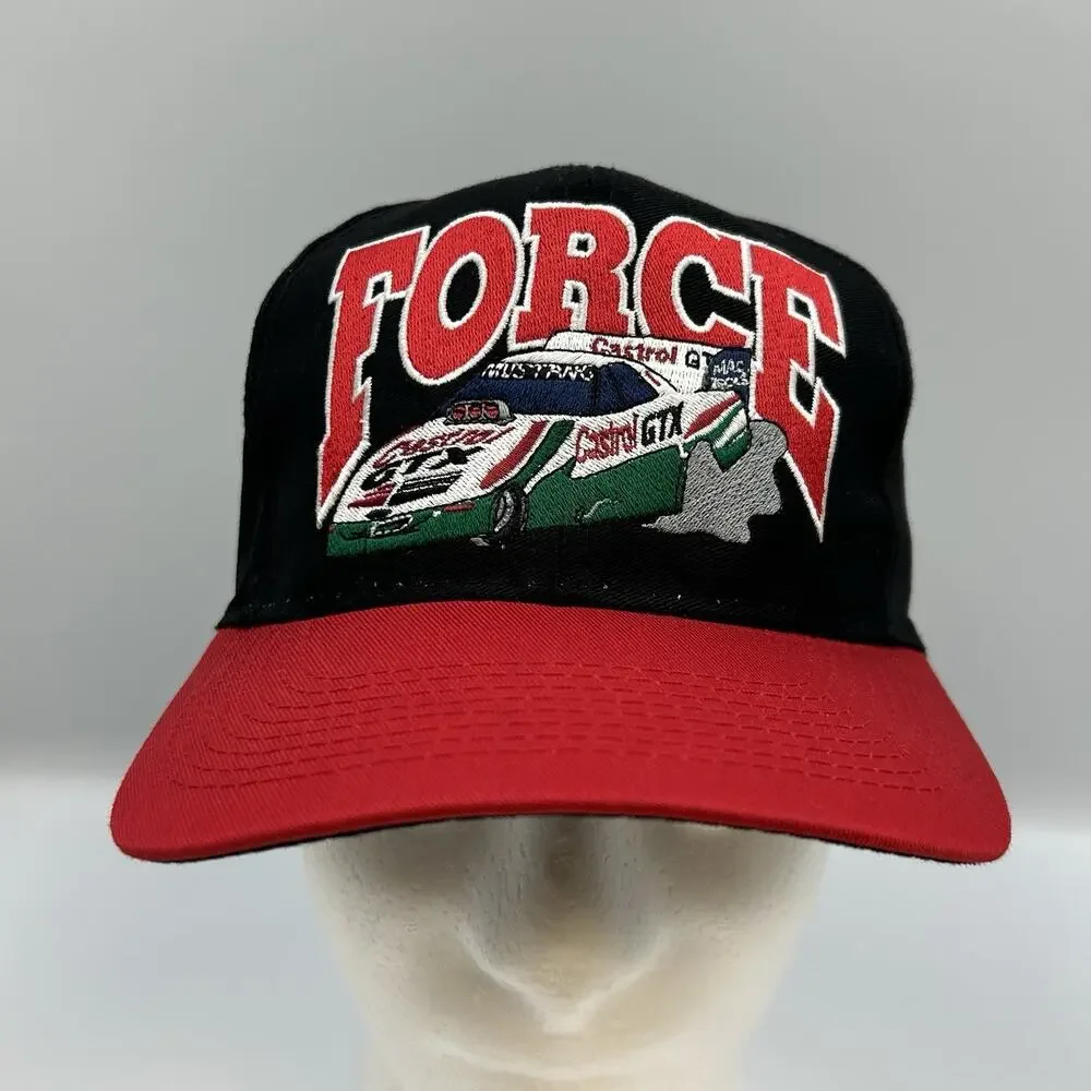 Vintage John Force Embroidered Castrol Racing SnapBack Truckers Cap Hat Logo 7
